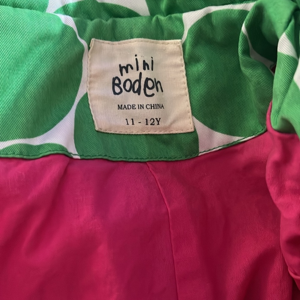Mini Boden Green Polka Dot Raincoat with Pink Lining - Picture 2 of 5